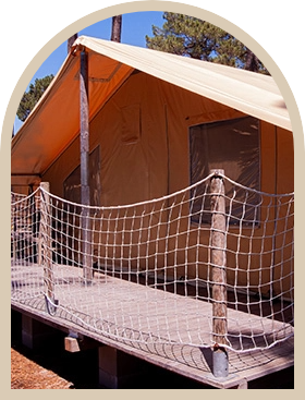 Vue d’ensemble des lodges en location au camping Montacabana